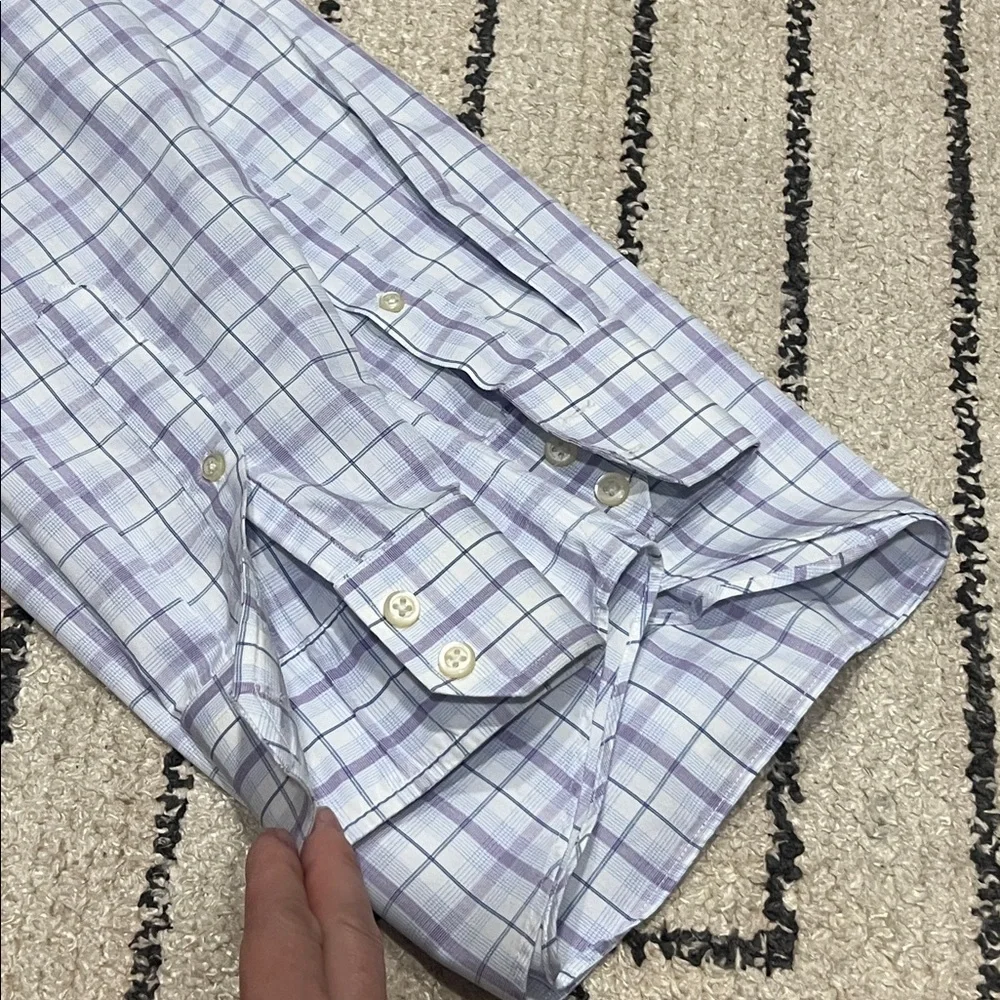 Banana Republic Men's Checkered Shirt in Lavender and White Slim Fit